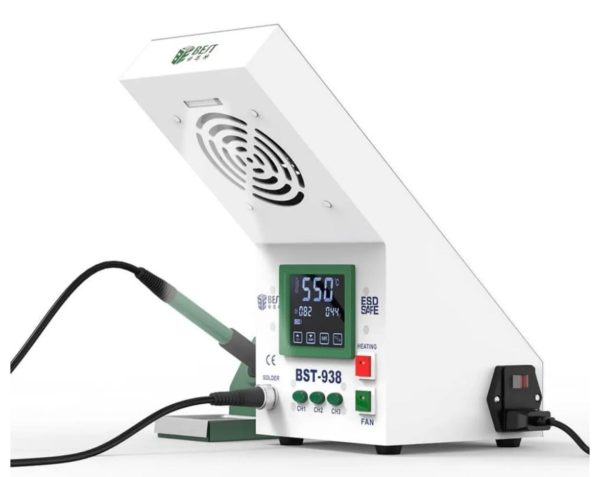 BEST 938 yeni 220V 110V 3 in 1 LED ışık dokunmatik ekran lehimleme duman emici havya istasyonu - Görsel 9