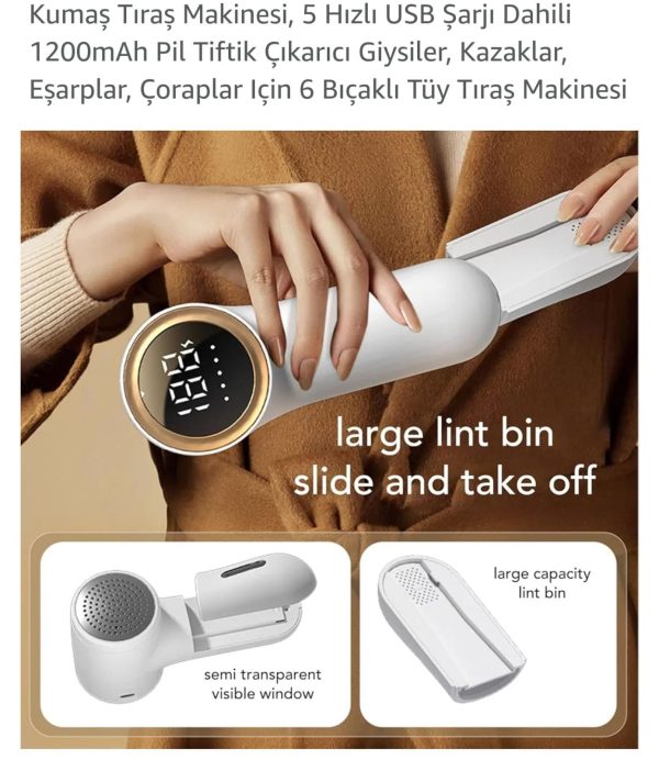 22-A LİNT REMOVER 1200mAh tüy topak tıraş makinası - Görsel 4