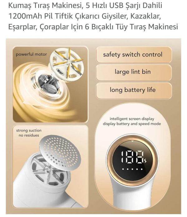 22-A LİNT REMOVER 1200mAh tüy topak tıraş makinası - Görsel 7
