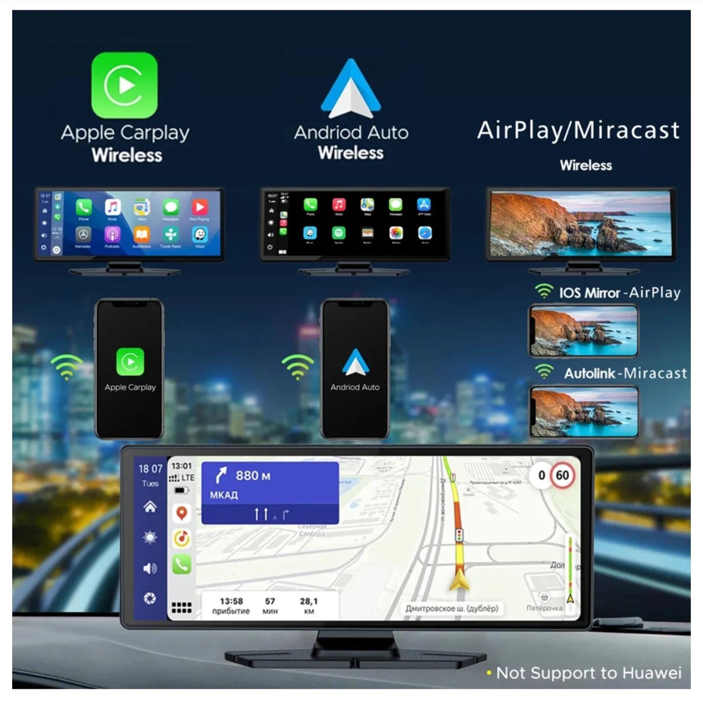 1-01AXO AAA KAMERALI Kablosuz CarPlay & Android Auto Araç Kamerası | 4K Ön + 1080P Arka Kamera | FM & Bluetooth Destekli - Görsel 7