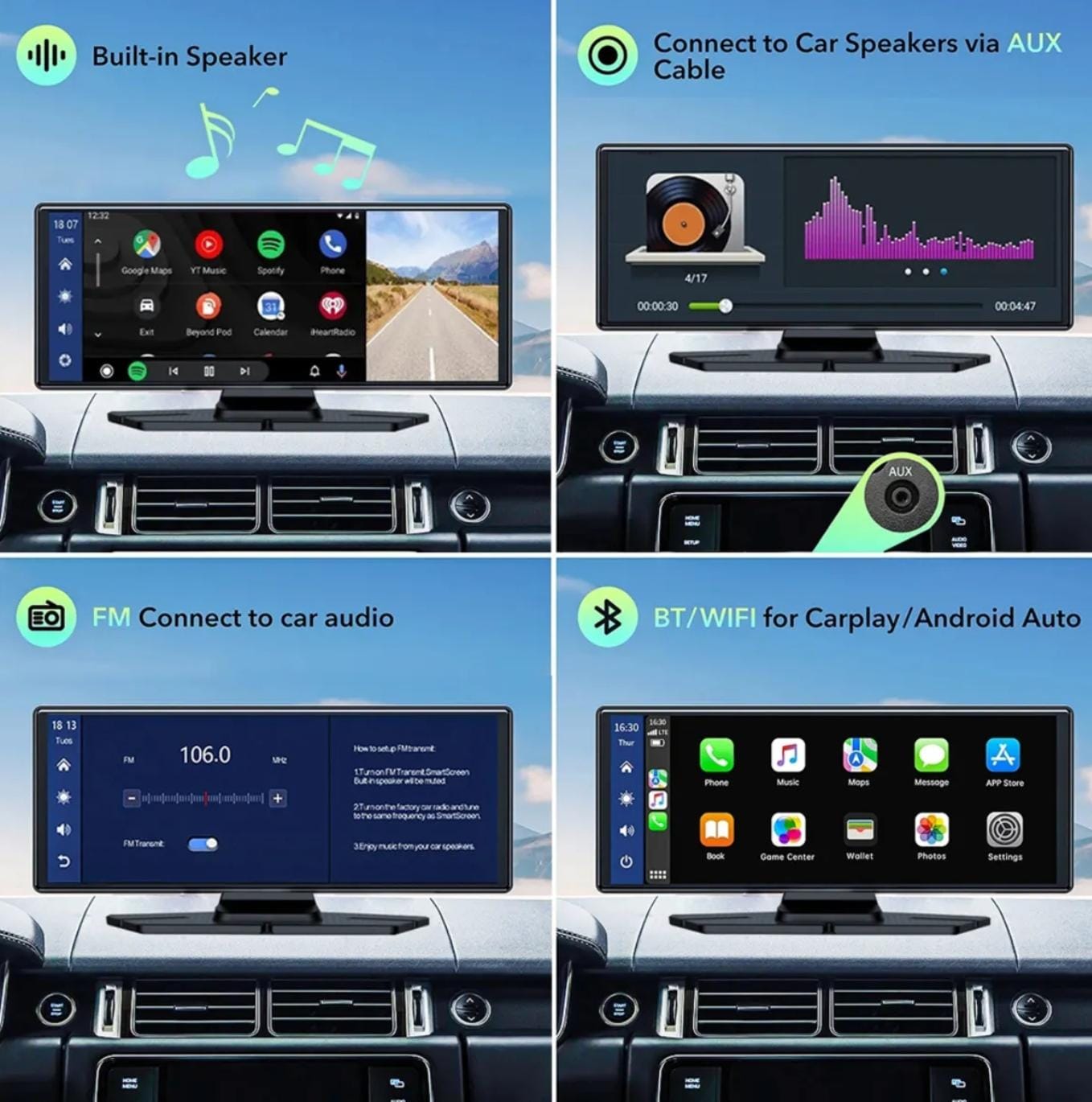 1-01AXO AAA KAMERALI Kablosuz CarPlay & Android Auto Araç Kamerası | 4K Ön + 1080P Arka Kamera | FM & Bluetooth Destekli - Görsel 9