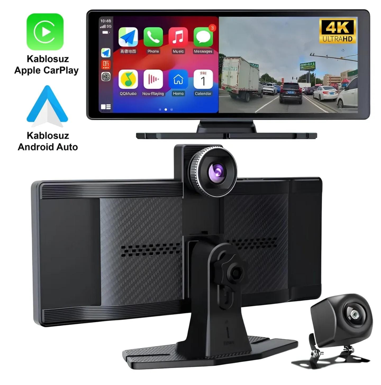 1-01AXO AAA KAMERALI Kablosuz CarPlay & Android Auto Araç Kamerası | 4K Ön + 1080P Arka Kamera | FM & Bluetooth Destekli - Görsel 8