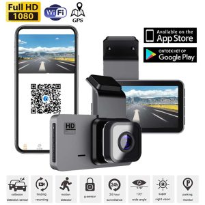 1-01AXO Q6 WİFİ ÖZELLİKLİ ÇİFT CAMERA 1080P 3,0 İNÇ LCD TÜRKÇE DİL PAKETİ ÇAKMAKLIK + KORUMA USB