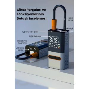 1-01AXO Q7 WİRELESS AİR COMPROSÖR 4000mAh 150PSİ