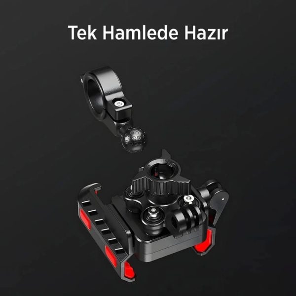 1-01AXO ANTİ*SHOCK ANTİ-VİBRA DESIGN MOTORSİKLET GİDON AYNE TELEFON TUTUCU 2İN1 - Görsel 3