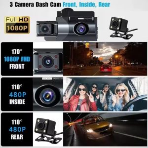 1-01AXO HD 1080P Full HD FHD GECE GÖRÜŞ 3 CAMERA  DÖNGÜ KAYDI G-SENSOR RECORDİNG 3,0HD DİSPLAY REAR VİEW