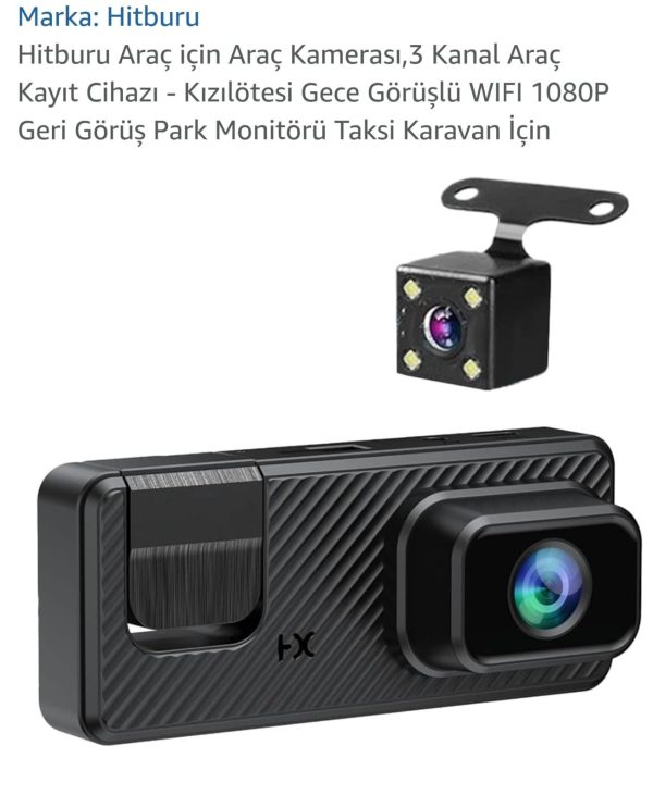 1-01AXO HD 1080P Full HD FHD GECE GÖRÜŞ 3 CAMERA  DÖNGÜ KAYDI G-SENSOR RECORDİNG 3,0HD DİSPLAY REAR VİEW