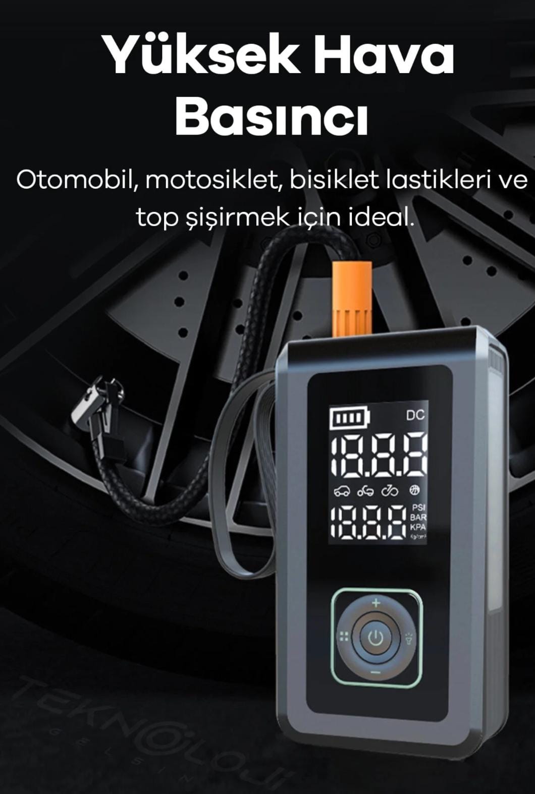 1-01AXO Q7 1-Çok fonksiyonlu ump Starter / 8000mAh 150ps lcd display -led-sos led powerbank lastik şişirme akü takviye - Görsel 6