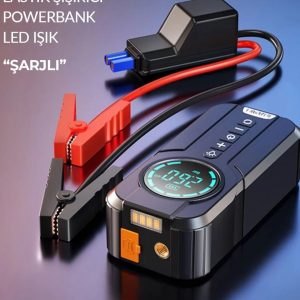 1-01AXO Q7 1-Çok fonksiyonlu ump Starter / Akü Takviye Cihazı | 4’ü 1 Arada Powerbank, Hava Kompresörü, LCD Ekran,