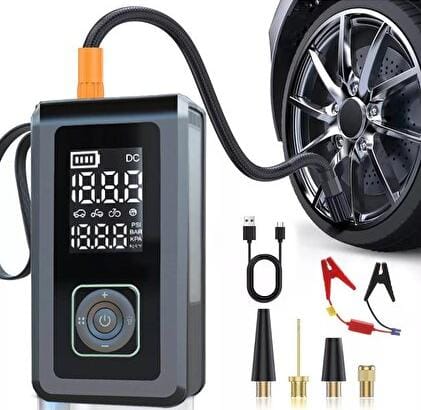 1-01AXO Q7 1-Çok fonksiyonlu ump Starter / 8000mAh 150ps lcd display -led-sos led powerbank lastik şişirme akü takviye - Görsel 3