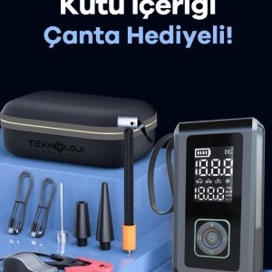 1-01AXO Q7 1-Çok fonksiyonlu ump Starter / 8000mAh 150ps lcd display -led-sos led powerbank lastik şişirme akü takviye