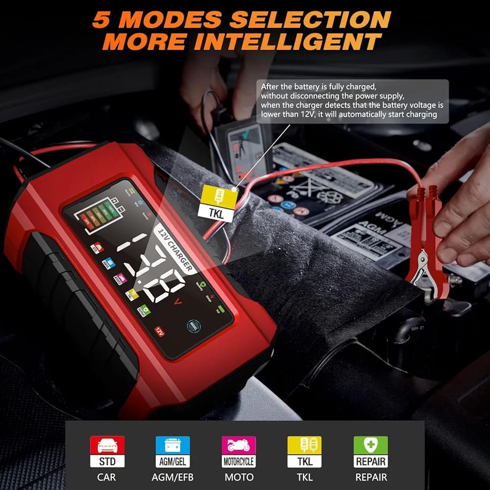 12V15AMP YAZ/KIŞ MODLU LCD Lİ AKÜ SARJ CİHAZI - Görsel 5