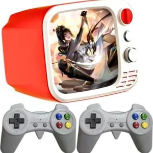 TV GAME BOX Arcade TV 3.5" Mini Retro Oyun Konsolu - İki Kişilik Oynanabilir TV Konsolu ve Gerçekçi Oyun Deneyimi ve Ses - 700+ Klasik Video Oyunu - H7 (Kırmızı)