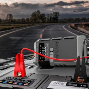 Jump Starter / Akü Takviye Cihazı | 4'ü 1 Arada Powerbank, Hava Kompresörü, LCD Ekran, 12.000mAh 150PSI