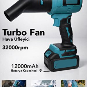 ARAÇ KURUTMA TOZ İTME ŞARJLI TURBO 32,000rpm 12000 MaH 21V BATARYA Li-İON PİL ARAÇ KURUTMA TOZ İTME