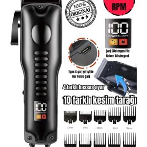 V-0089 PROFOSYONEL Kablosuz sarzlı 10 FARKLI KESİM TARAKLI TRAŞ MAKİNESİ