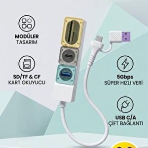 USB Type C USB 3.2 Gen1 Kart Okuyucu SD MicroSD 5 Gbps