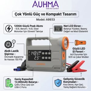 AUHMA 4İN1 12,000PA AKÜ TAKVİYE LASTİK KİTİ