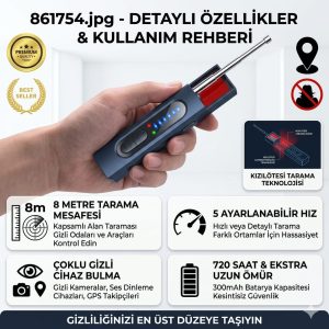 1-01AXO Q7 1-1 KAMERA SİNYAL DEDÖKTÖRÜ BÖCEK BULUCU ORTAM DİNLEME ENGELLEME